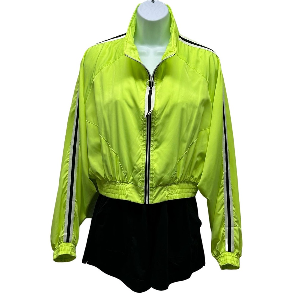 New! Love Tree Women’s Sz M Green Long Sleeve Cropped Zip Up Windbreaker, V567